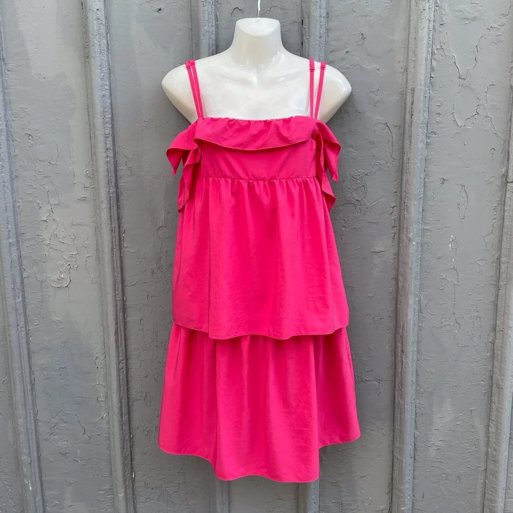 Fiorucci Hot Pink  Tiered Party Dress, size small